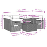 vidaXL 7-delige Loungeset met kussens poly rattan zwart