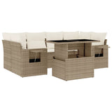 vidaXL 7-delige Loungeset met kussens poly rattan zwart