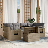 vidaXL 7-delige Loungeset met kussens poly rattan zwart