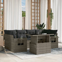 vidaXL 7-delige Loungeset met kussens poly rattan zwart