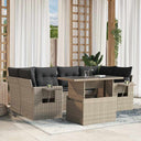 vidaXL 7-delige Loungeset met kussens poly rattan zwart