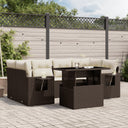 vidaXL 7-delige Loungeset met kussens poly rattan zwart
