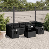 vidaXL 8-Piece Poly Rattan Lounge Set with Cushions Black
