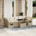 vidaXL 8-Piece Poly Rattan Lounge Set with Cushions Black