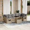 vidaXL 8-Piece Poly Rattan Lounge Set with Cushions Black