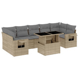 vidaXL 8-Piece Poly Rattan Lounge Set with Cushions Black