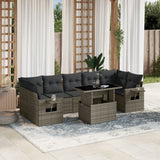 vidaXL 8-Piece Poly Rattan Lounge Set with Cushions Black