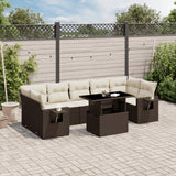 vidaXL 8-Piece Poly Rattan Lounge Set with Cushions Black