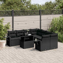 vidaXL 9-piece Poly Rattan Lounge Set with Cushions Black