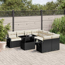 vidaXL 9-piece Poly Rattan Lounge Set with Cushions Black