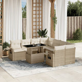 vidaXL 9-piece Poly Rattan Lounge Set with Cushions Black