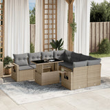 vidaXL 9-piece Poly Rattan Lounge Set with Cushions Black