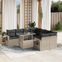 vidaXL 9-piece Poly Rattan Lounge Set with Cushions Black