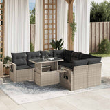 vidaXL 9-piece Poly Rattan Lounge Set with Cushions Black