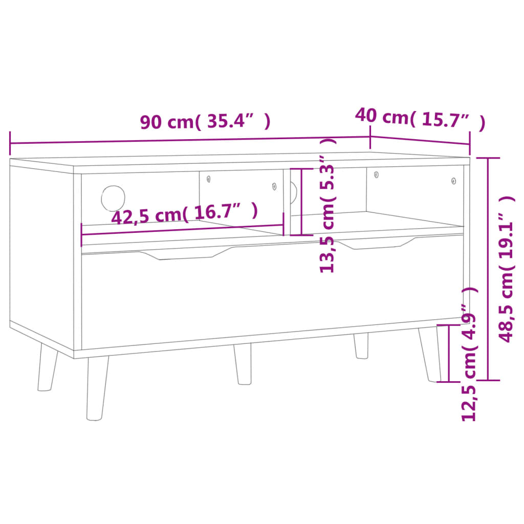 vidaXL Tv-meubel 90x40x48,5 cm bewerkt hout wit