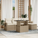 vidaXL 6-delige Loungeset met kussens poly rattan zwart