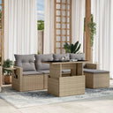 vidaXL 6-delige Loungeset met kussens poly rattan zwart