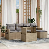 vidaXL 6-delige Loungeset met kussens poly rattan zwart