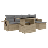 vidaXL 6-delige Loungeset met kussens poly rattan zwart
