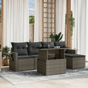 vidaXL 6-delige Loungeset met kussens poly rattan zwart
