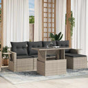 vidaXL 6-delige Loungeset met kussens poly rattan zwart