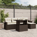 vidaXL 6-delige Loungeset met kussens poly rattan zwart