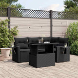 vidaXL 5-delige Loungeset met kussens poly rattan zwart