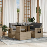 vidaXL 5-delige Loungeset met kussens poly rattan zwart