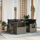 vidaXL 5-delige Loungeset met kussens poly rattan zwart