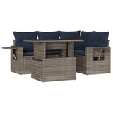 vidaXL 5-piece Garden Sofa Set with Cushions Black Poly Rattan