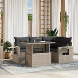 vidaXL 5-delige Loungeset met kussens poly rattan zwart