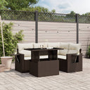 vidaXL 5-delige Loungeset met kussens poly rattan zwart