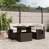 vidaXL 5-delige Loungeset met kussens poly rattan zwart