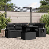 vidaXL 6-Piece Lounge Set with Cushions Poly Rattan Black