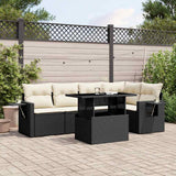 vidaXL 6-Piece Lounge Set with Cushions Poly Rattan Black