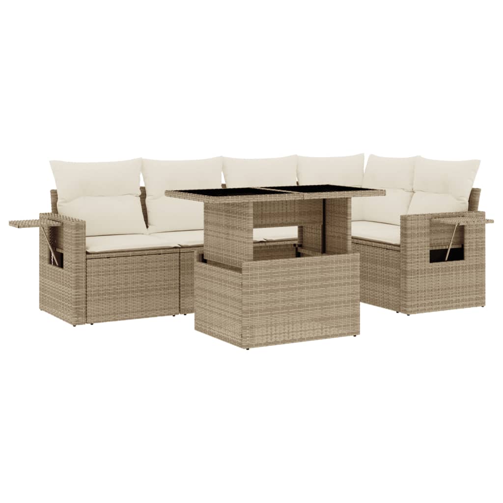 vidaXL 6-Piece Lounge Set with Cushions Poly Rattan Black