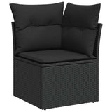 vidaXL 6-Seater Garden Lounge Set with Cushions Poly Rattan Black