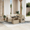 vidaXL 6-Seater Garden Lounge Set with Cushions Poly Rattan Black