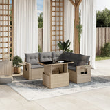 vidaXL 6-Seater Garden Lounge Set with Cushions Poly Rattan Black