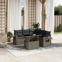 vidaXL 6-Seater Garden Lounge Set with Cushions Poly Rattan Black
