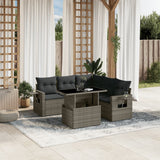 vidaXL 6-Seater Garden Lounge Set with Cushions Poly Rattan Black