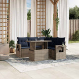 vidaXL 6-Piece Garden Sofa Set with Cushions Grey Poly Rattan