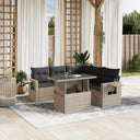 vidaXL 6-Seater Garden Lounge Set with Cushions Poly Rattan Black