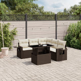 vidaXL 6-Seater Garden Lounge Set with Cushions Poly Rattan Black