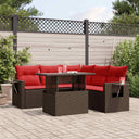 vidaXL 6-Piece Garden Sofa Set with Cushions Grey Poly Rattan
