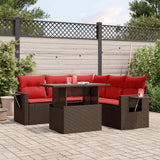 vidaXL 6-Piece Garden Sofa Set with Cushions Grey Poly Rattan