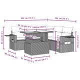 vidaXL 6-Piece Garden Sofa Set with Cushions Grey Poly Rattan