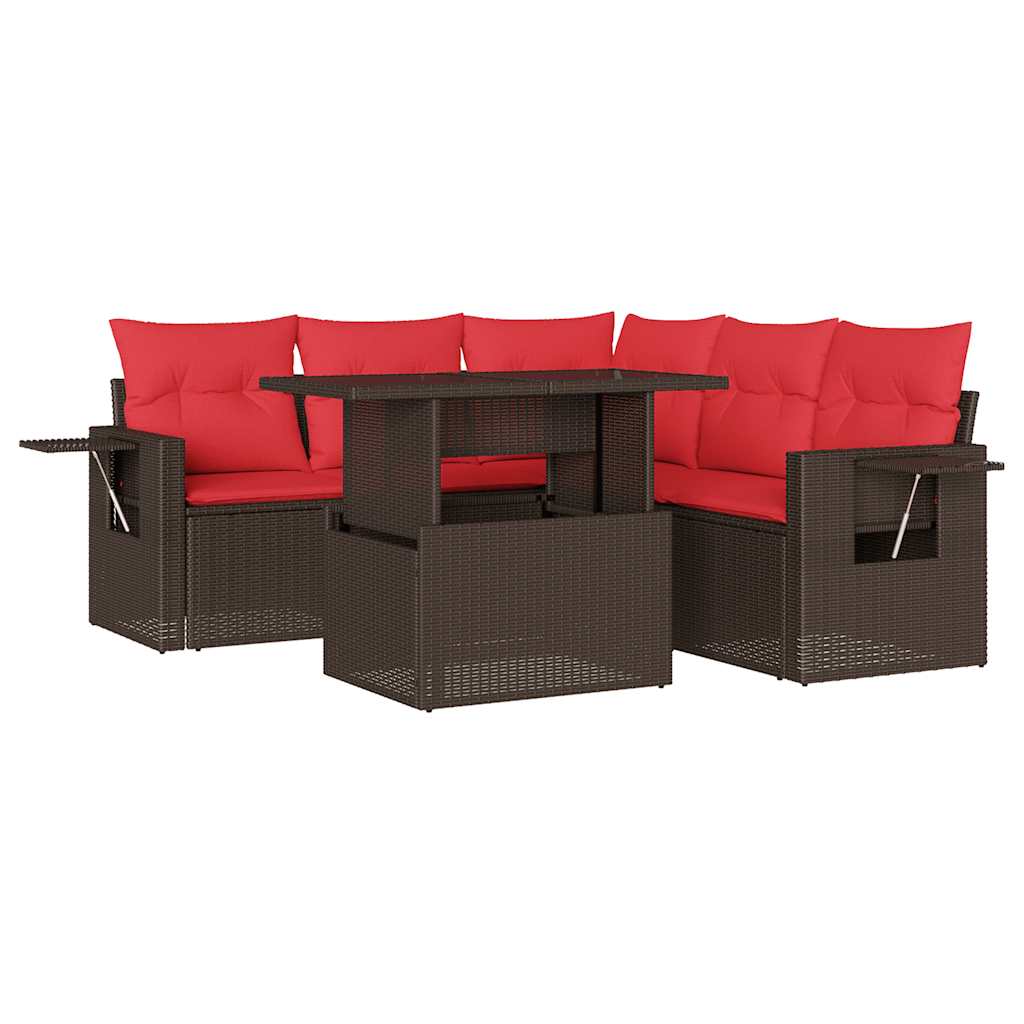 vidaXL 6-Piece Garden Sofa Set with Cushions Grey Poly Rattan