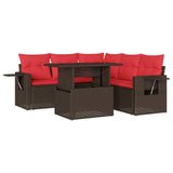 vidaXL 6-Piece Garden Sofa Set with Cushions Grey Poly Rattan