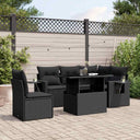 vidaXL 6-piece Lounge Set with Cushions Poly Rattan Black